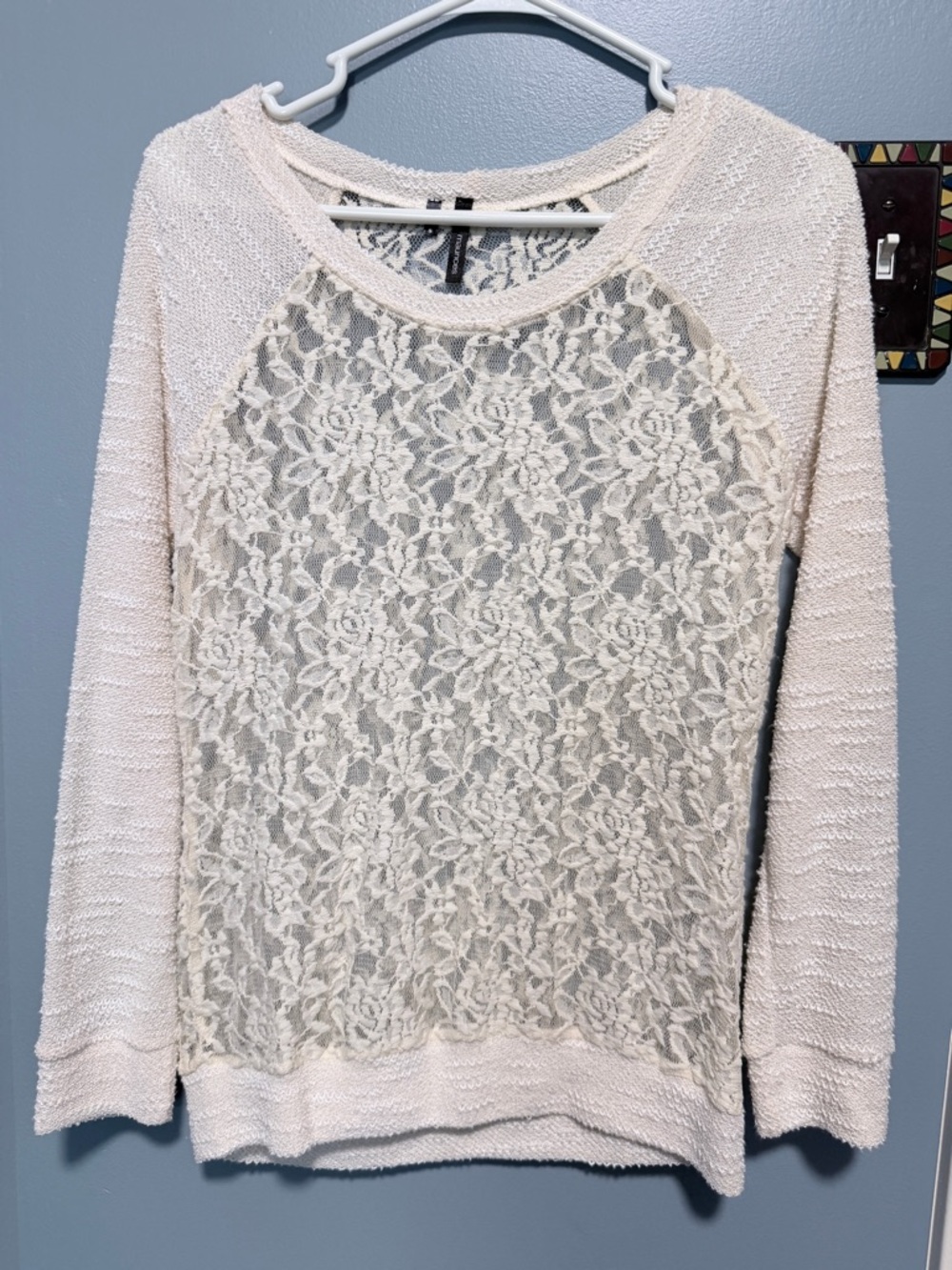 Maurices Ivory Lace Knit Layering Top